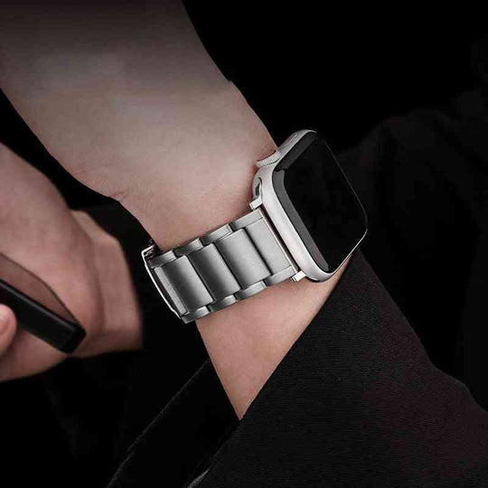 Silver titanium watch strap for smartwatches