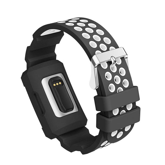 Two-coloured silicone sports watch strap for Fitbit Charge 3