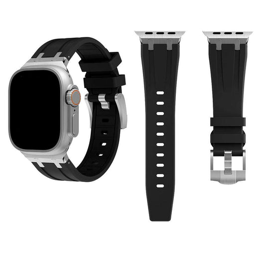 Black silicone watch strap for smartwatch